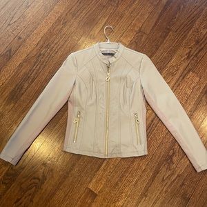 Faux Leather taupe colored jacket. Brand: Ivanka Trump.